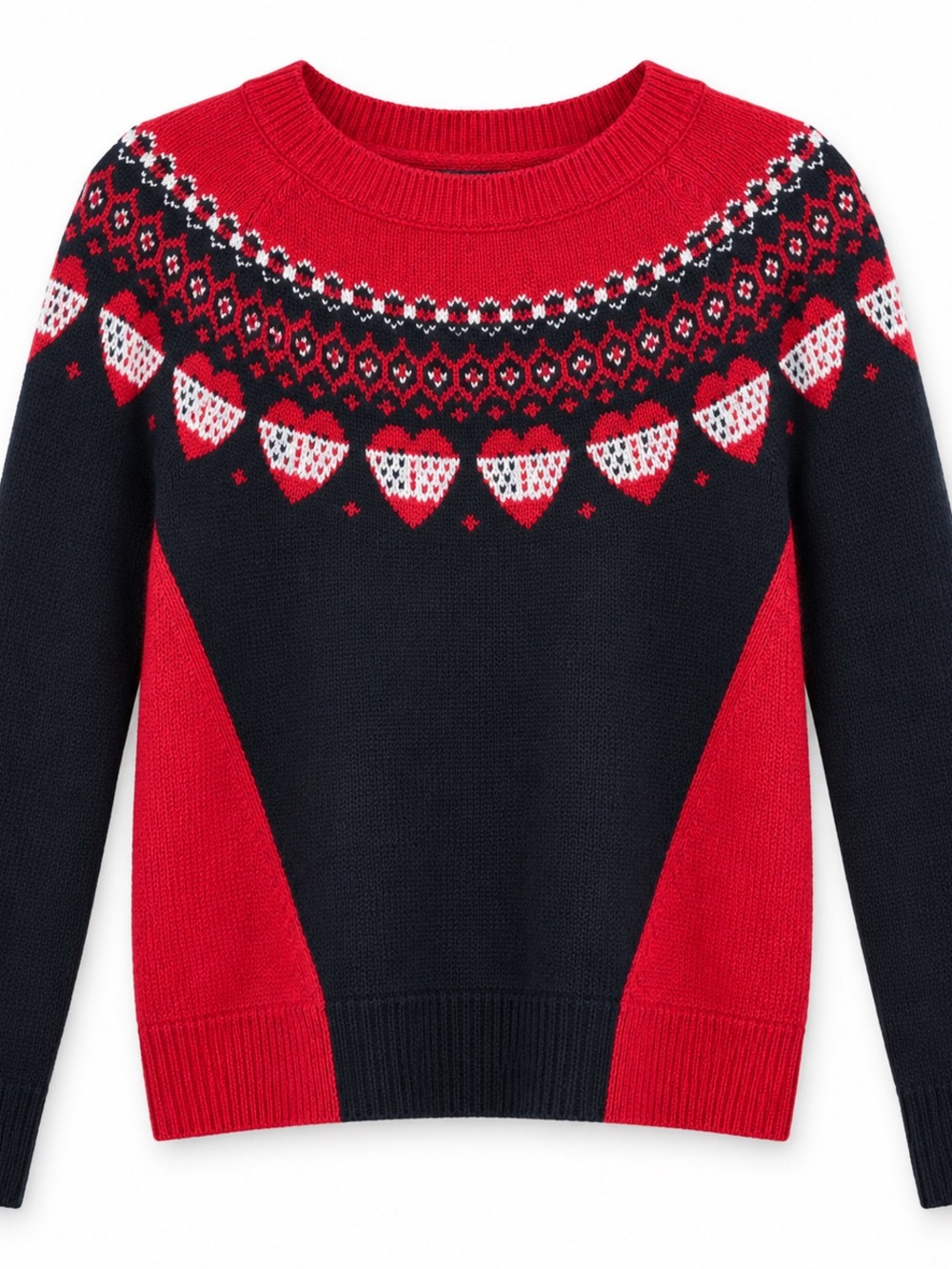 Tommy Hilfiger Red and Black Fair Isle Crewneck Sweater